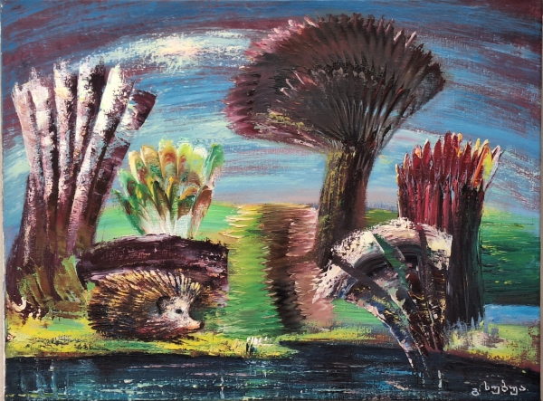 Landscape with hedgehogs